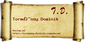 Tormássy Dominik névjegykártya